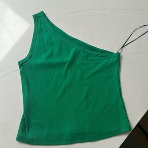 Vibrant green, one shoulder tank